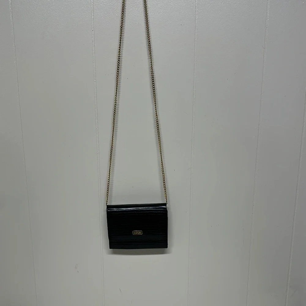 Perry Ellis Black and Gold Crossbody Bag with Chain Strap